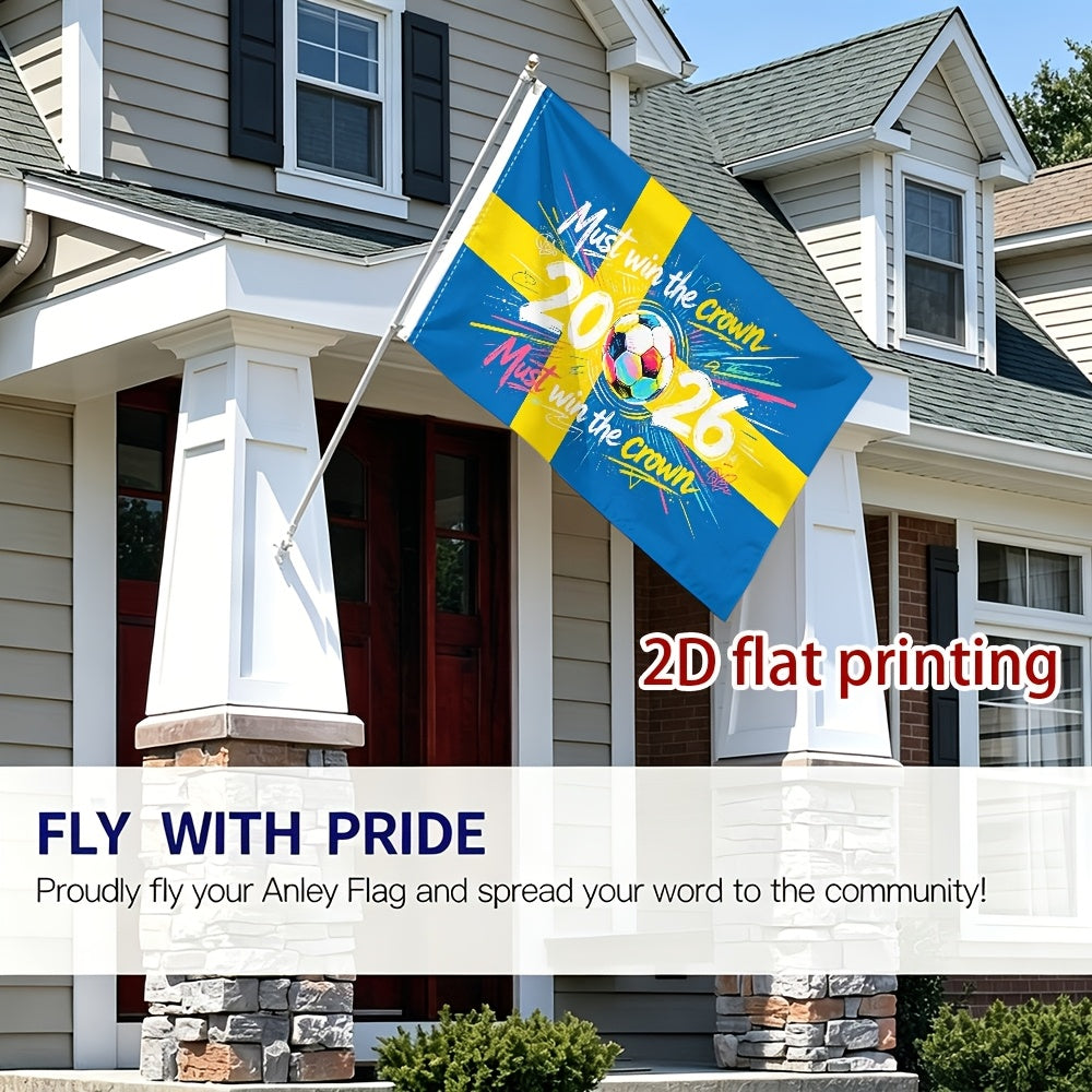 Sweden 2026 Football Fan Support Flag - Polyester, Single-Sided Print