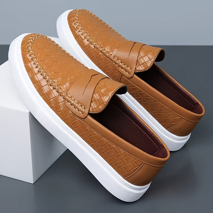 Men's Casual Slip-On Oxford Shoes with Thick Rubber Sole
