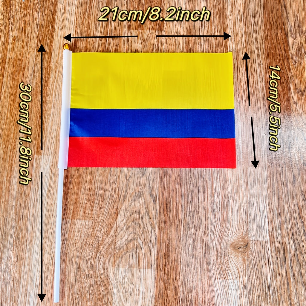 Colombia Handheld Flag Set 5pcs, 14x21cm Polyester for Sports
