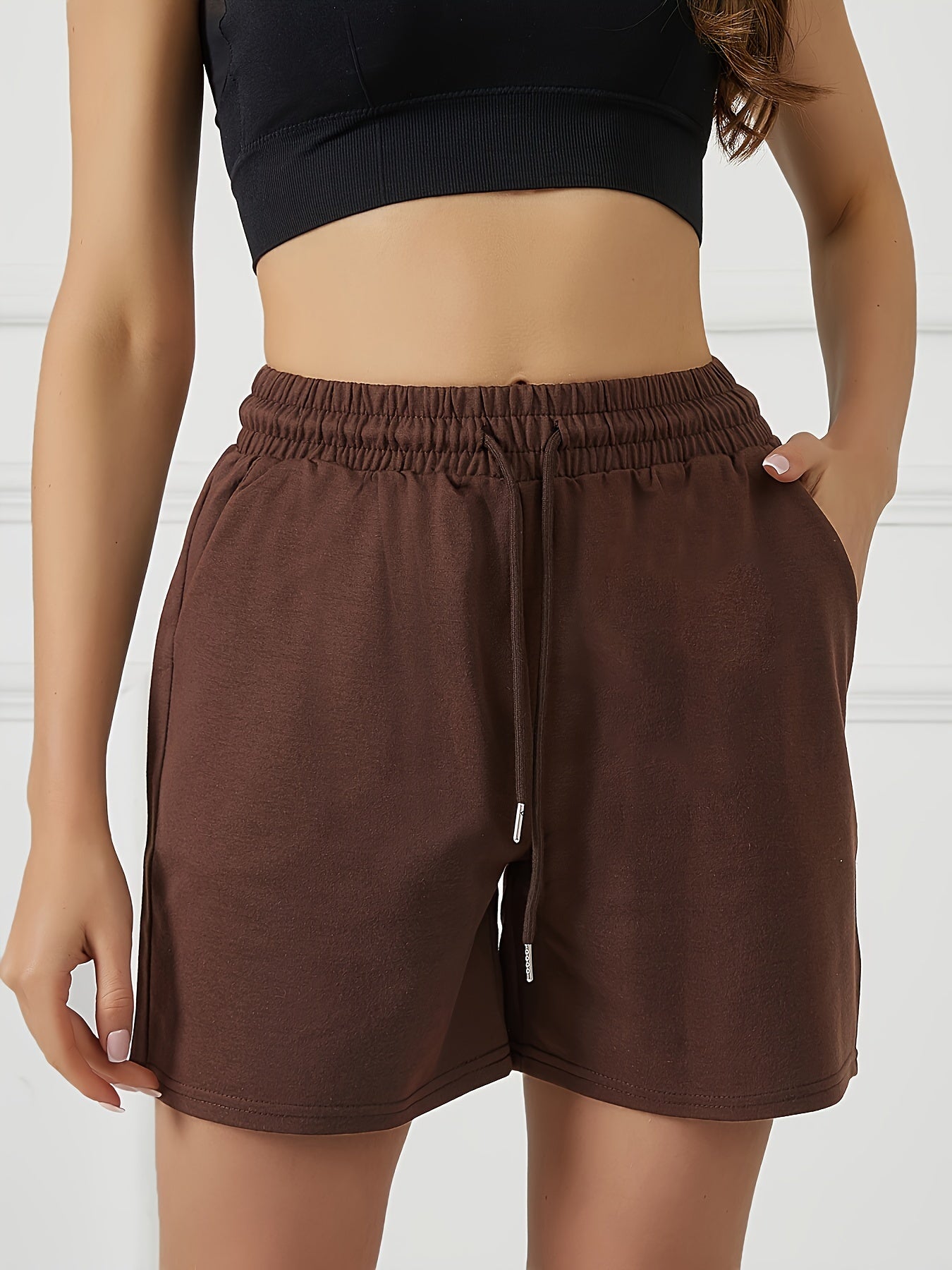 Women's Summer Drawstring Athletic Shorts with Front Pockets