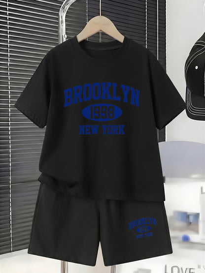 Boys' Cotton T-Shirt & Shorts Set Casual Spring Summer Outfit