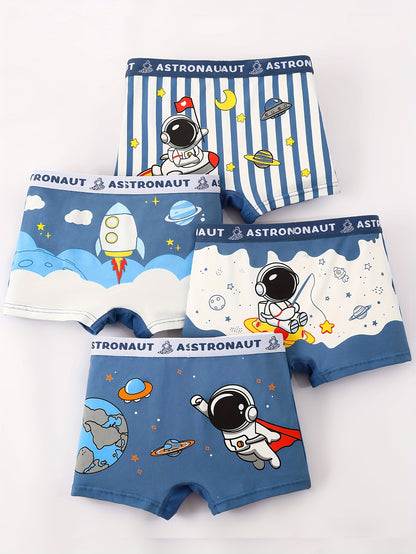 Boys' Cotton Boxer Briefs - 4 Pack, Cute Cartoon Print