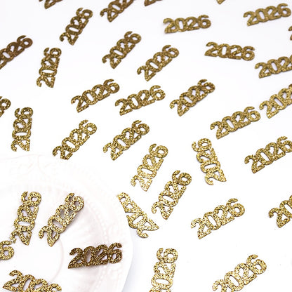 50 Glittering Golden 2026 Confetti - Elegant Numbered Party Decorations for New Year's Eve, Holiday Paper Scatterings, Christmas and Celebration Tabletop Accents. Perfect as Tablescape Dispersal or Wall & Floor Décor – Ide