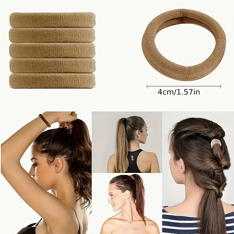 28/35pcs Solid Color Elastic Hair Ties - Durable Ponytail Holders