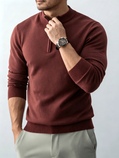 Men's Fall/Winter Half-Zip Stand Collar Knit Pullover Sweater