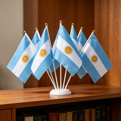 Argentine Handheld Flags Set with 6 Poles for Sports & Celebrations
