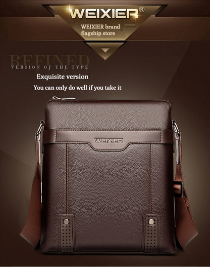 WEIXIER Men's Fashion Crossbody Bag - Adjustable Strap, Faux Leather, Deep Brown   Casual Street Style Shoulder Bag for Outings