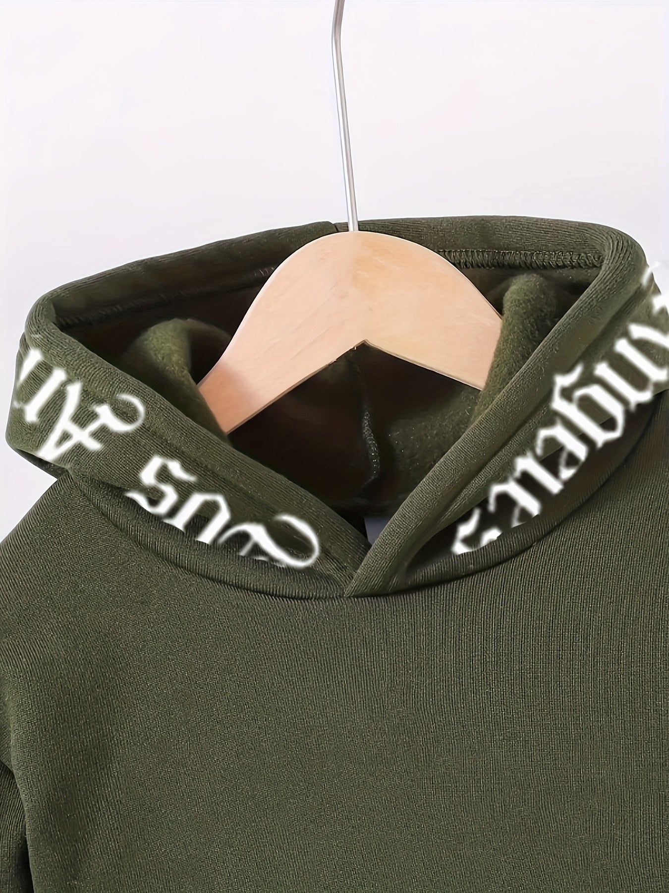 2pcs Boys' Casual Polyester Tracksuit Set, Los Angeles Alphabet Print, Medium Stretch Knit Fabric, Regular Fit, with Fleece-Lined Long Sleeve Hoodie and Joggers, for Daily & Outdoor Wear, Fall/Winter Warmth, for Outdoor