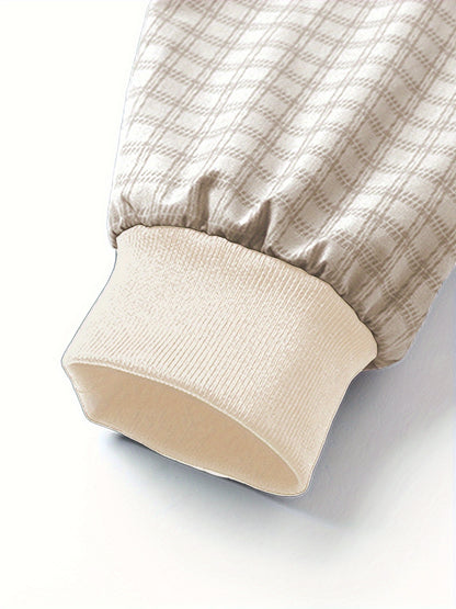 Men's Casual Outdoor Jacket - Spring/Fall Softshell Jacket with Checkered Pattern, Long Sleeves, and Zipper Closure