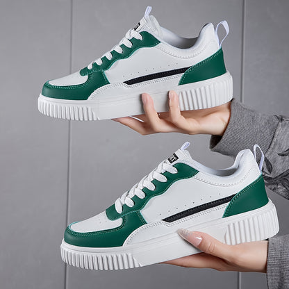 Women's White Sneakers with Color Accents, Soft Insole, Breathable