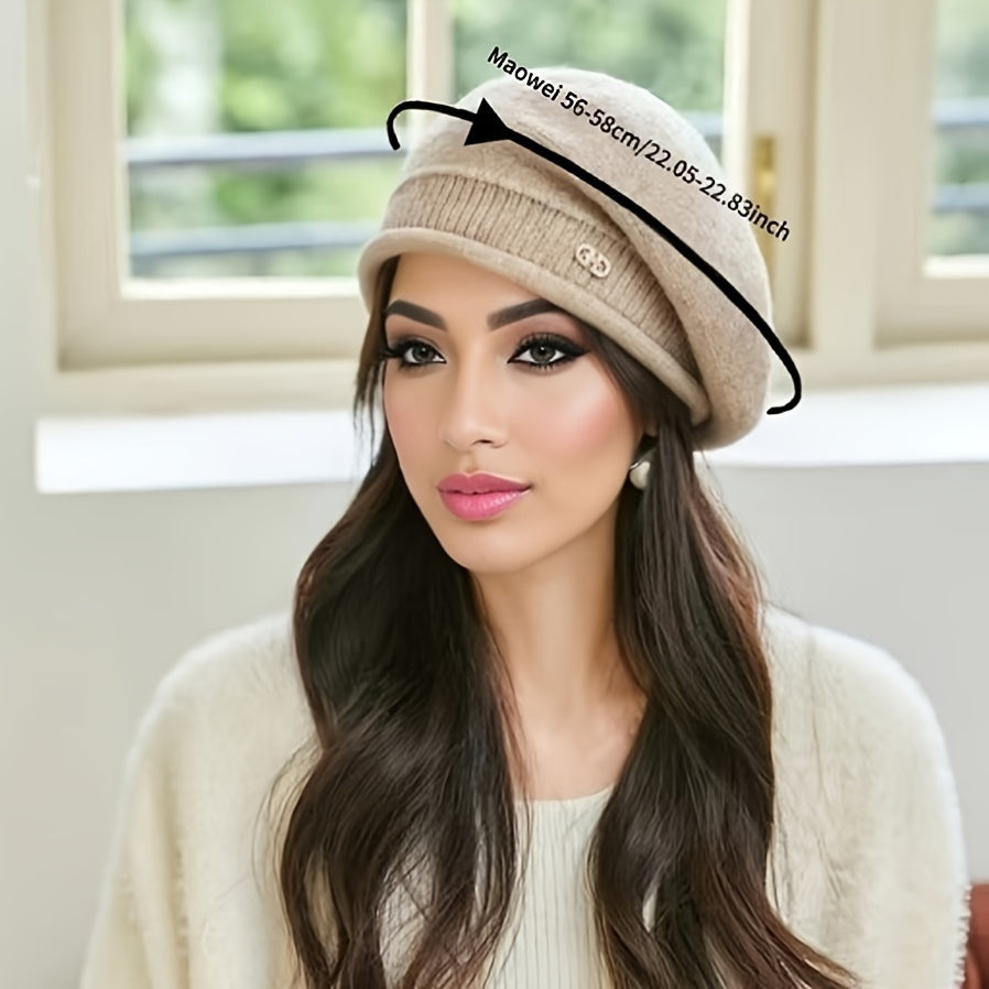 Women's Lightweight Black Beret Hat - Soft, Warm & Elastic Fit