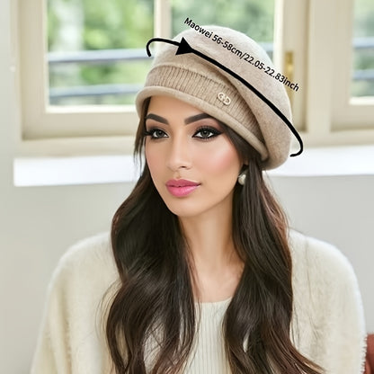 Women's Lightweight Black Beret Hat - Soft, Warm & Elastic Fit