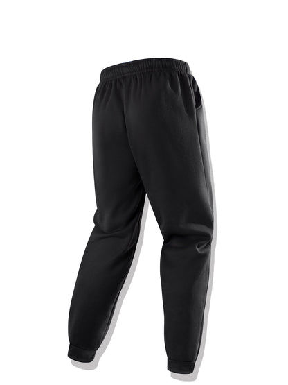 Autumn Winter Men's Hooded Sportswear Set, Simple Classic Versatile Outfit with Zip-Up -Lined Warm Jacket and Drawstring Sweatpants for Casual Leisurewear