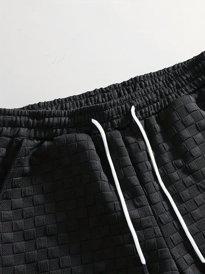Men'S Casual Short Sleeve Button-Up Shirt & Shorts Set - Solid Black, Breathable Polyester Blend, Regular Fit for Summer, Everyday Comfort, Casual Summer Wear | Buttonup Shirt | Polyester Blend