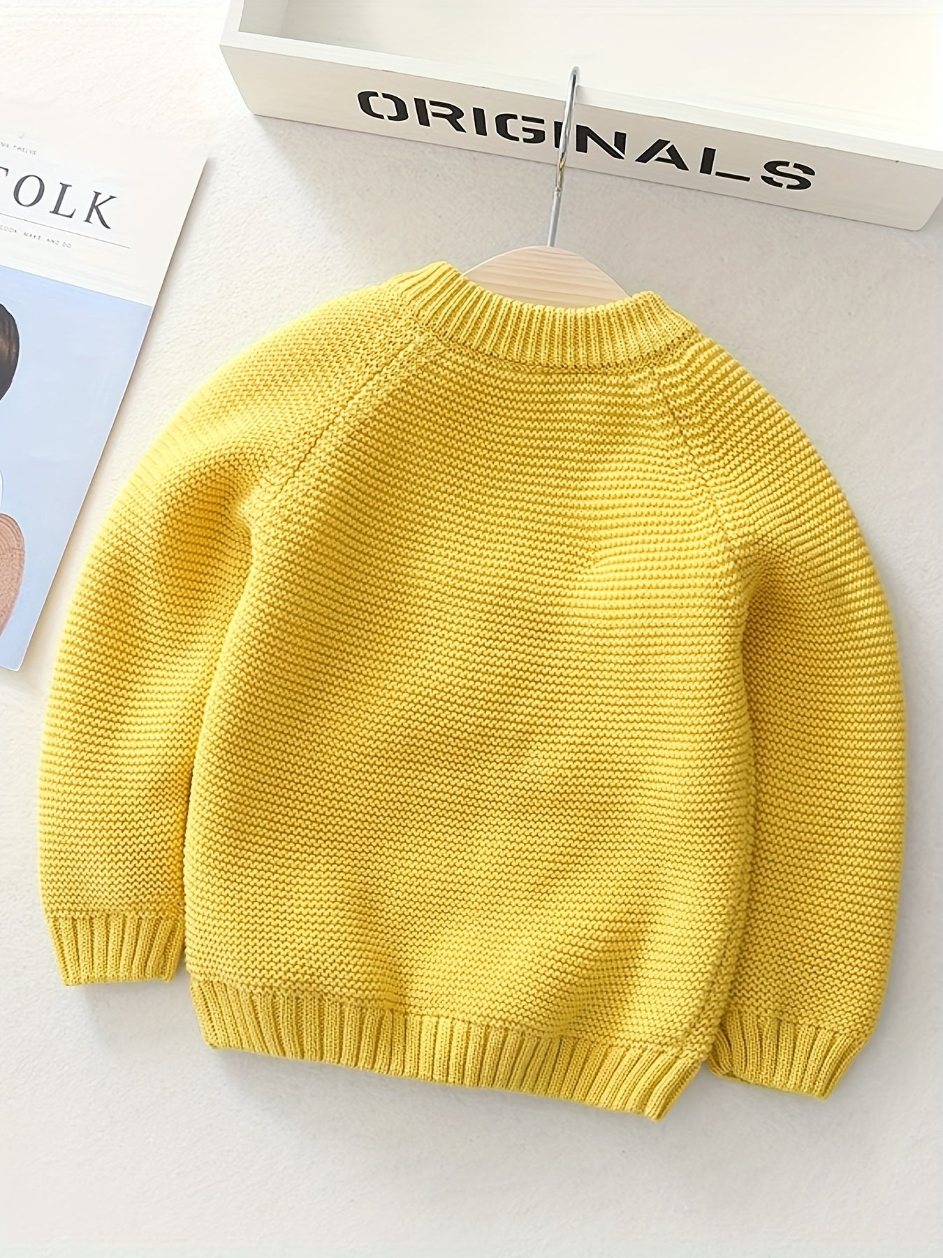Girls' Knit Bunny Pullover Sweater with Bow - Warm Winter Cotton