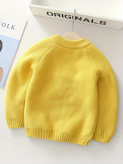 Girls' Knit Bunny Pullover Sweater with Bow - Warm Winter Cotton