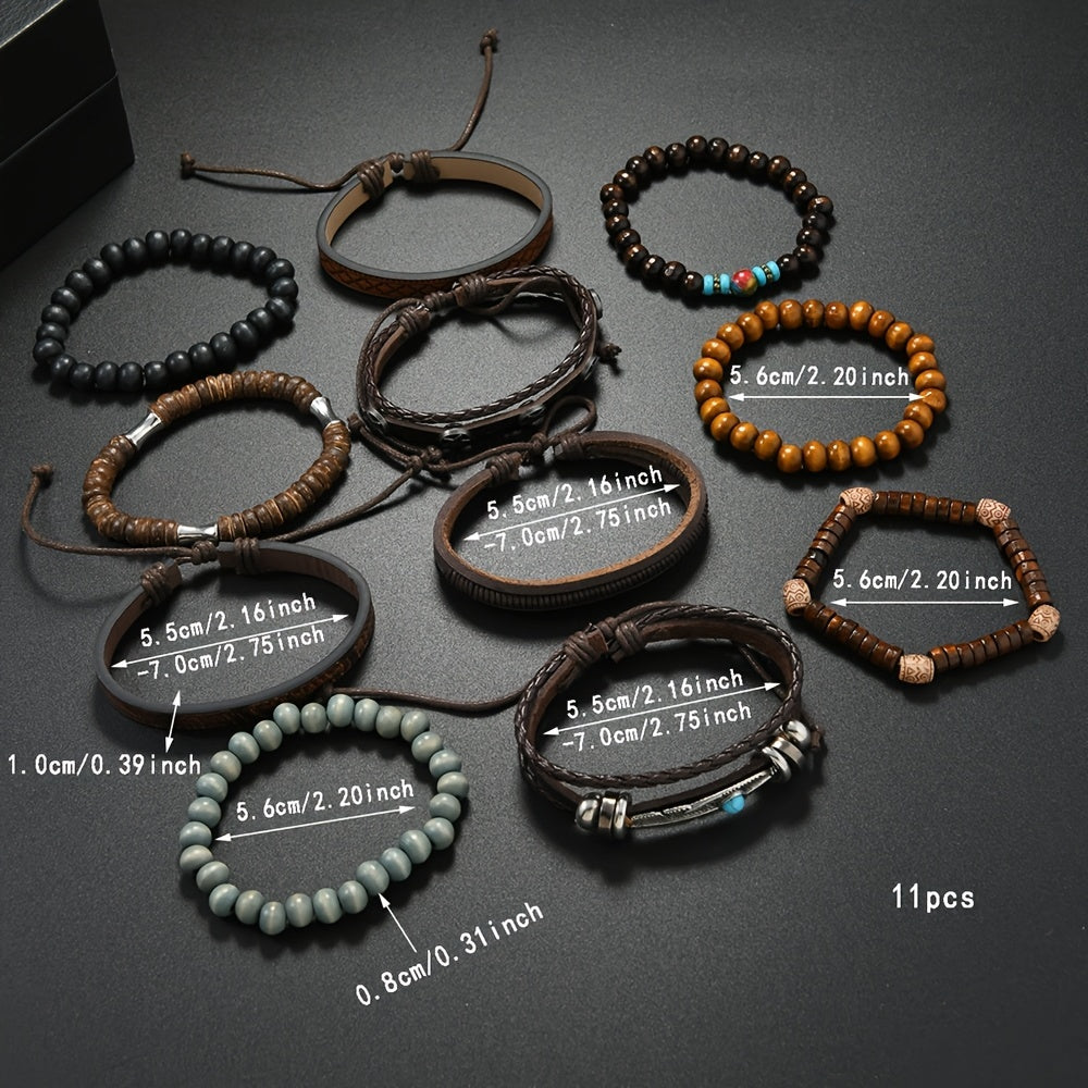 Popular 11pcs Handmade Braided Bracelet Set for Men