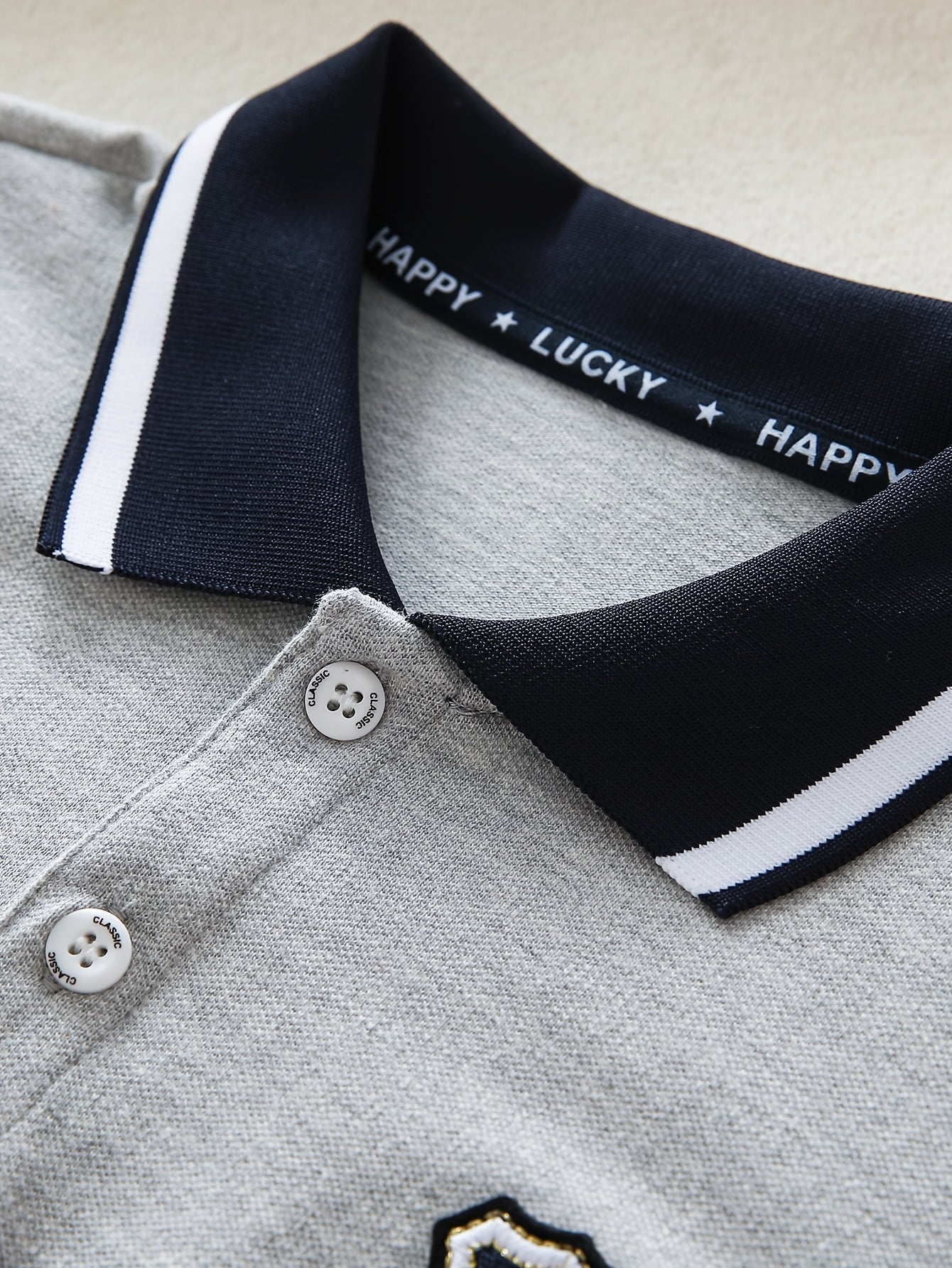 Boys' Long-Sleeve Lapel Cotton T-Shirt for School Uniforms
