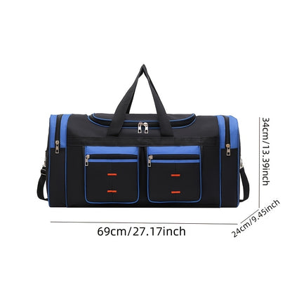 Versatile Large-Capacity Black Nylon Travel Bag for Men & Women - Durable, Adjustable Shoulder Strap, Multi-Compartment Organizer with Front Zipper Pocket - Ideal for Travel, Gym, Yoga, Camping, Work & More, Bags for Travel