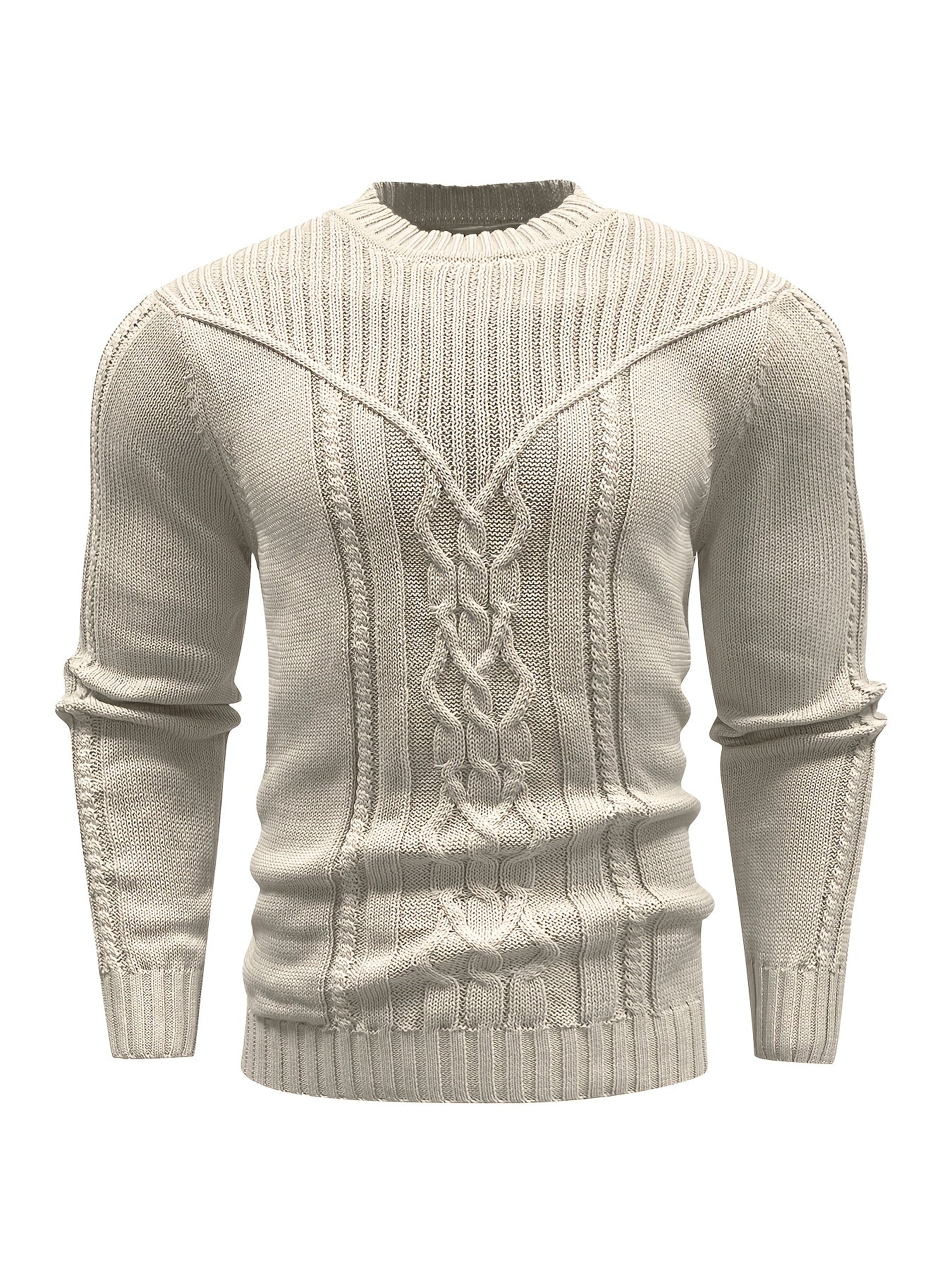 Fashion Knit Round Neck Sweater Pullover - Soft, Breathable, Medium Stretch, Long Sleeve, Casual Top for City Walks, Streets, Outings, Outdoor Activities - Perfect for Autumn and Winter