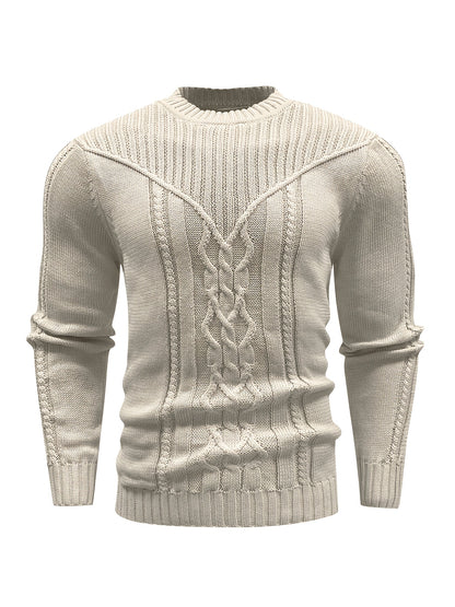 Fashion Knit Round Neck Sweater Pullover - Soft, Breathable, Medium Stretch, Long Sleeve, Casual Top for City Walks, Streets, Outings, Outdoor Activities - Perfect for Autumn and Winter