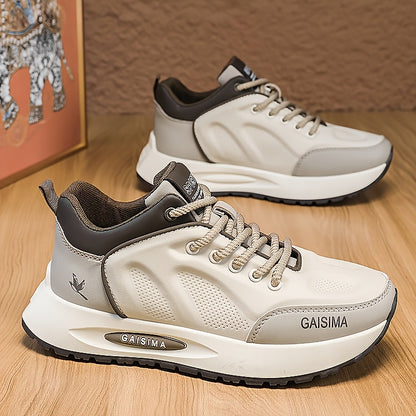Men's Breathable Casual Sneakers - Trendy Dad Shoes with Thick Sole, Lace-Up, Mid-Top Design for Running  Fashion