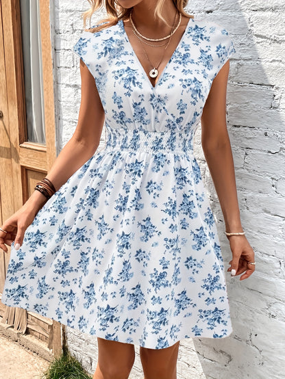 Women's Elegant Floral A-Line Dress for Spring & Summer