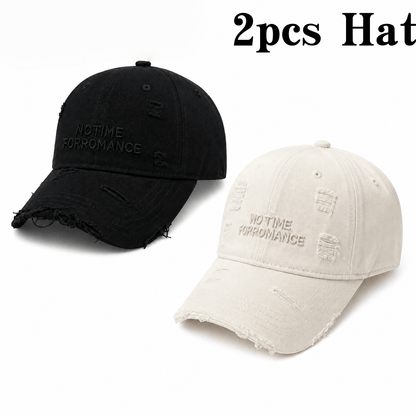 Unisex Embroidered Washed Cotton Baseball Cap with Wide Brim