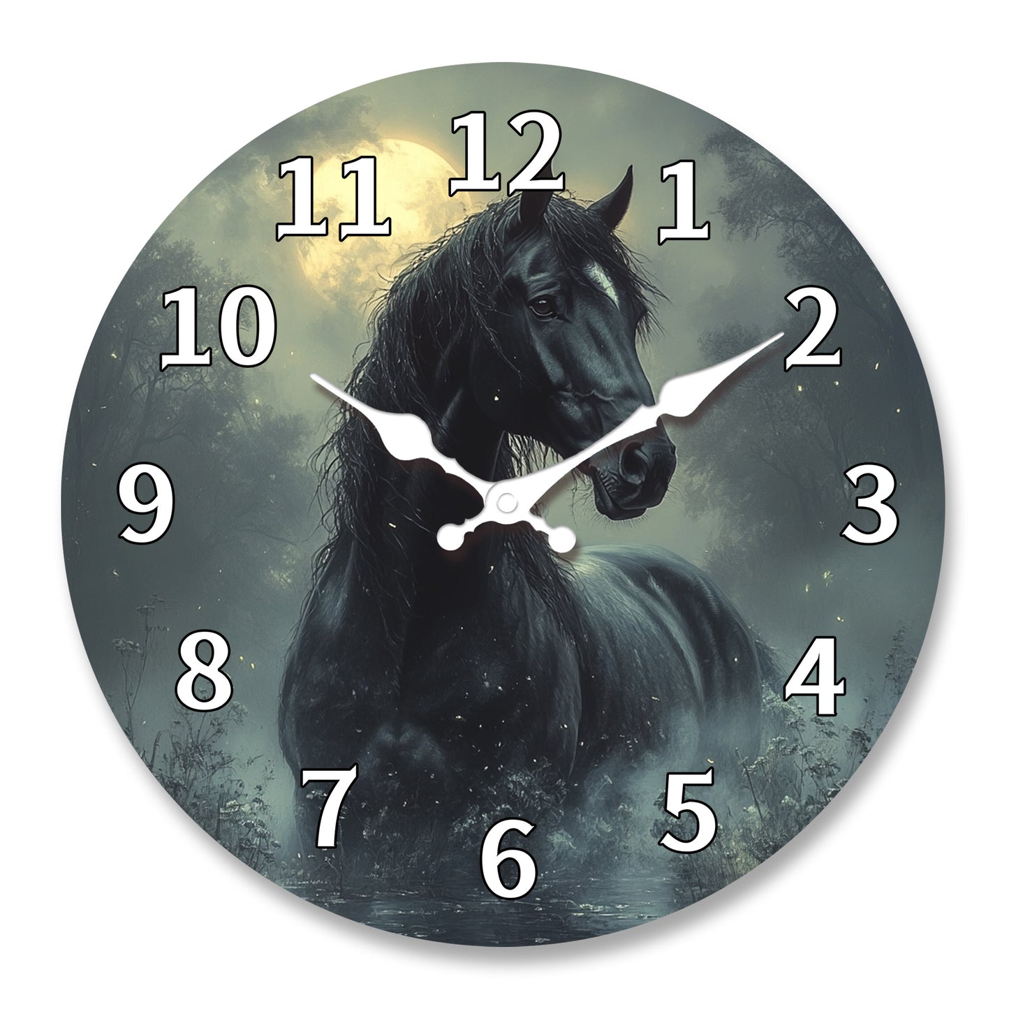1pc, Wooden Wall Clock, Animal Theme - Majestic Horse Pattern Design, Silent Clock, Suitable for Living Room, Bedroom, Kitchen, Office Decoration, Modern Home Decor, Ideal Birthday, Holiday, New Year Gift (AA Battery Not Incl