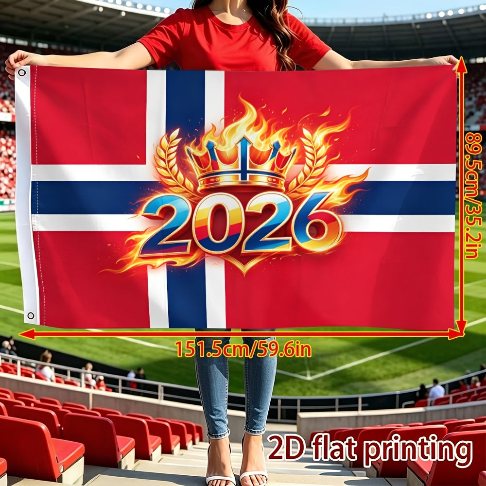 Norwegian 2026 Football Fan Flag - Vibrant Polyester Banner