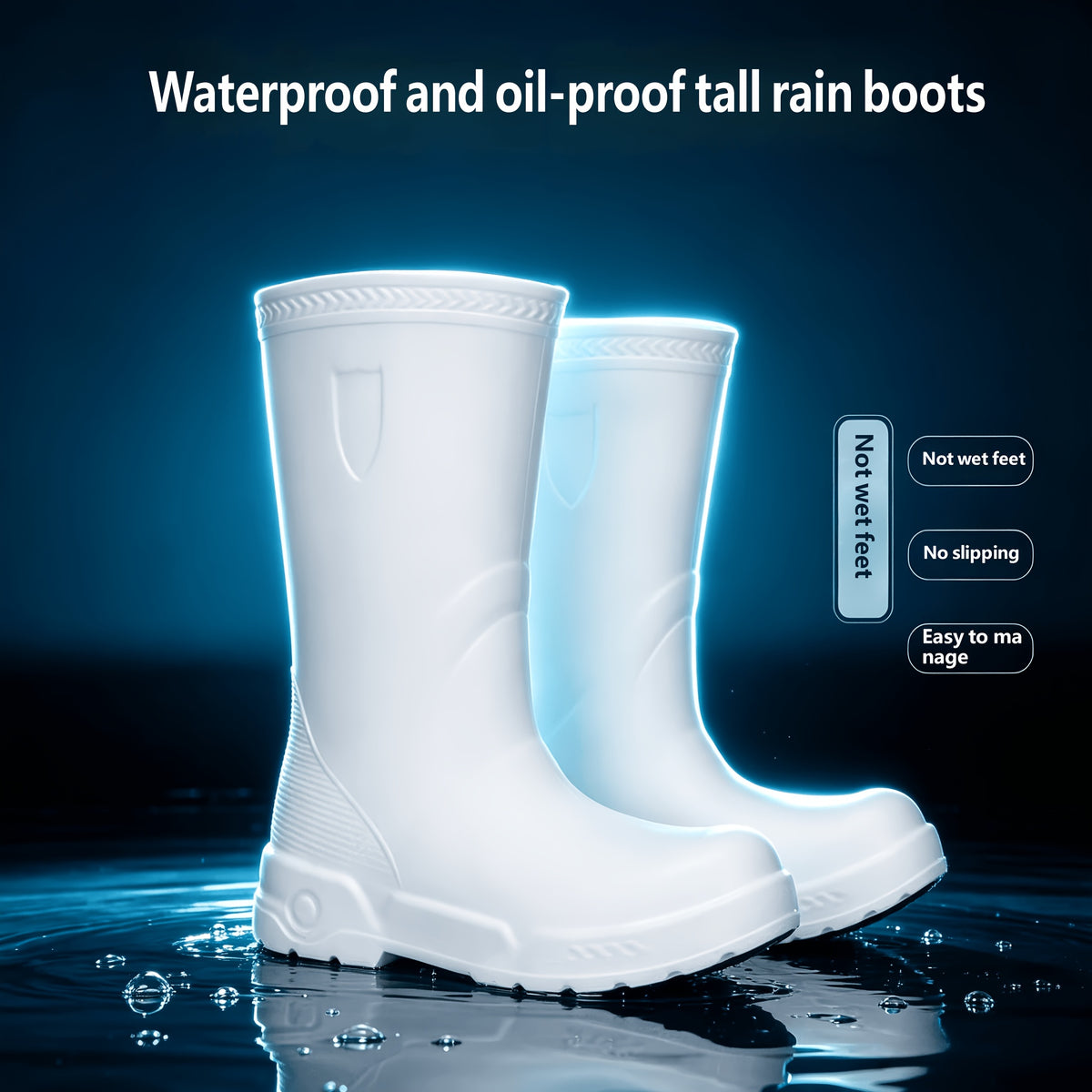 Men's Tall Lightweight Waterproof EVA Rain Boots for Outdoor