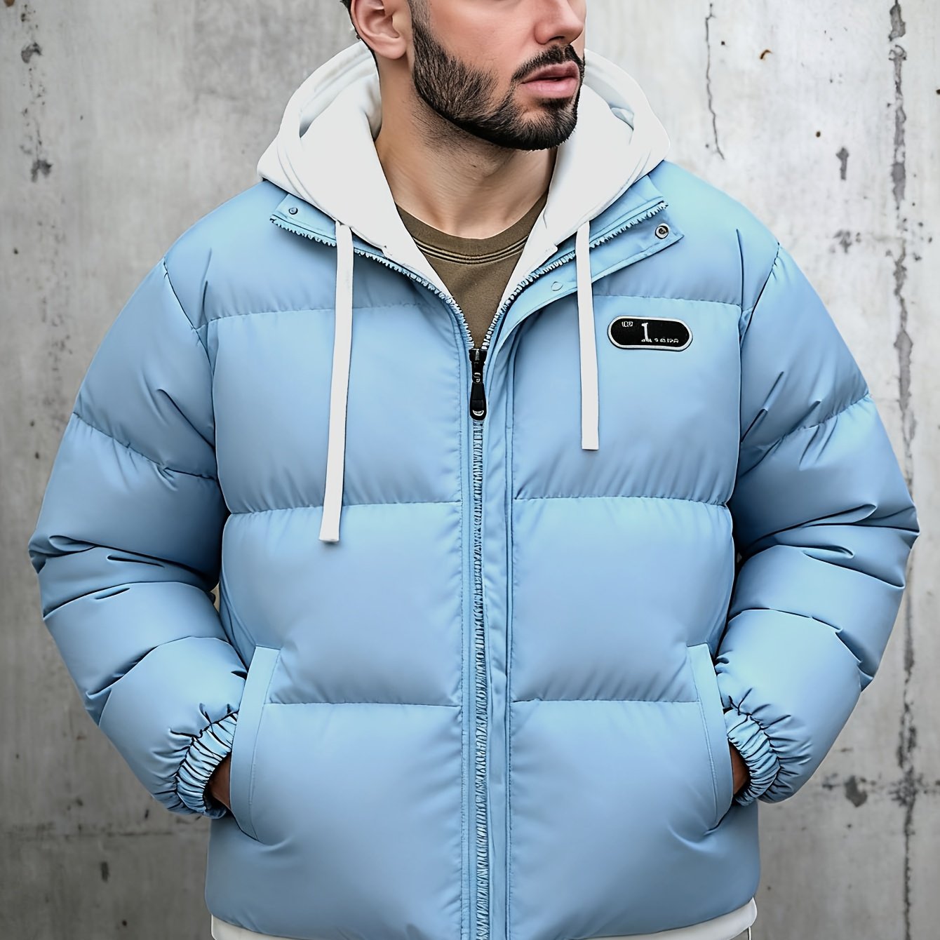 Men's Autumn and Winter Casual Fashion Faux Two-Piece Outerwear, Trendy Thickened Warm Comfortable Hooded Jacket