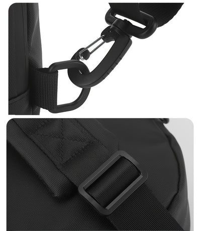 JUMAHE Men's USB Charging Crossbody Bag with Dual Power Ports, Hexagonal Geometric Design Street Style Shoulder Bag - Premium Durable Fabric, Adjustable Strap  Zipper Closure for Daily Commute (Black/Grey), Bags for Travel,