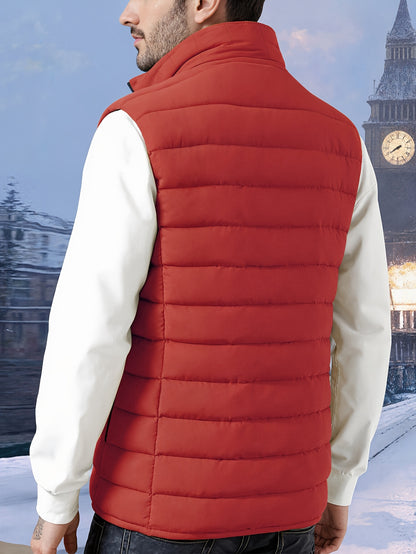 Men's Lightweight Sleeveless Vest with Stand Collar for Fall/Winter