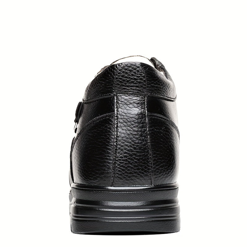 Men's Genuine Leather Winter Snow Boots - Short Ankle Boots with Rubber Sole, Lace-Up Cold-Weather Footwear for Ice & Snow, Heavy-Duty Traction (Wide Fit Available) - Ideal for Skiing, & Outdoor Activities (No