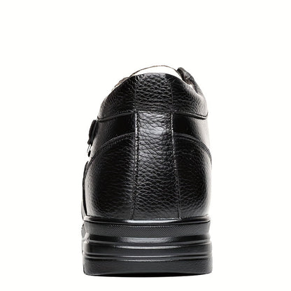 Men's Genuine Leather Winter Snow Boots - Short Ankle Boots with Rubber Sole, Lace-Up Cold-Weather Footwear for Ice & Snow, Heavy-Duty Traction (Wide Fit Available) - Ideal for Skiing, & Outdoor Activities (No