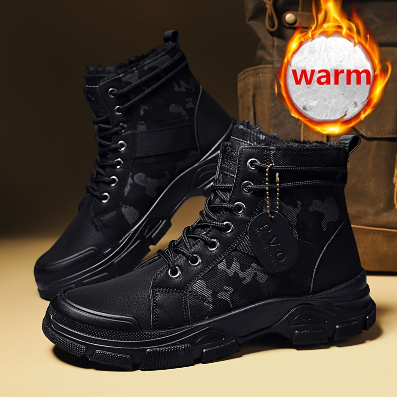 Men'S Extreme Cold Weather Snow Boots - Thermal Insulated Winter Hiking Boots with Lace-Up Closure, Non-Slip PVC Outsole - / Tan Camo - for Ice, Snow, Hunting, Camping - Durable Synthetic Upper - All-Day Warmth for Outdoor Ad