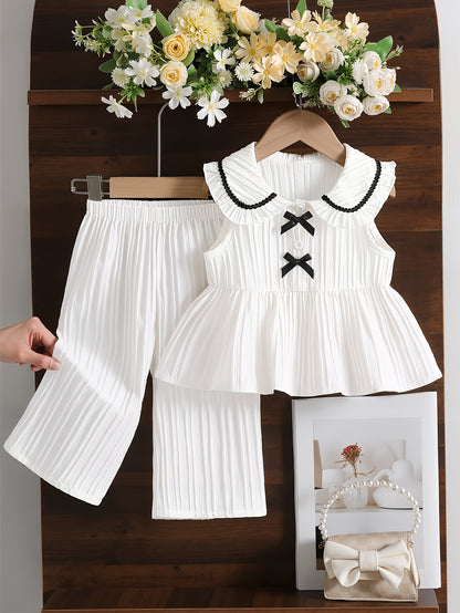 Girls' Sweet Summer Sleeveless Top & Long Pants Set