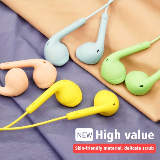 Anime-Inspired Wired Earphones with Microphone, 3.5mm Jack, Noise Isolating, Volume Control, Tangle-Free Cable, Plastic Semi-Open-Back Design, Compatible with Cellphones, Ideal for Running - Multiple Colors