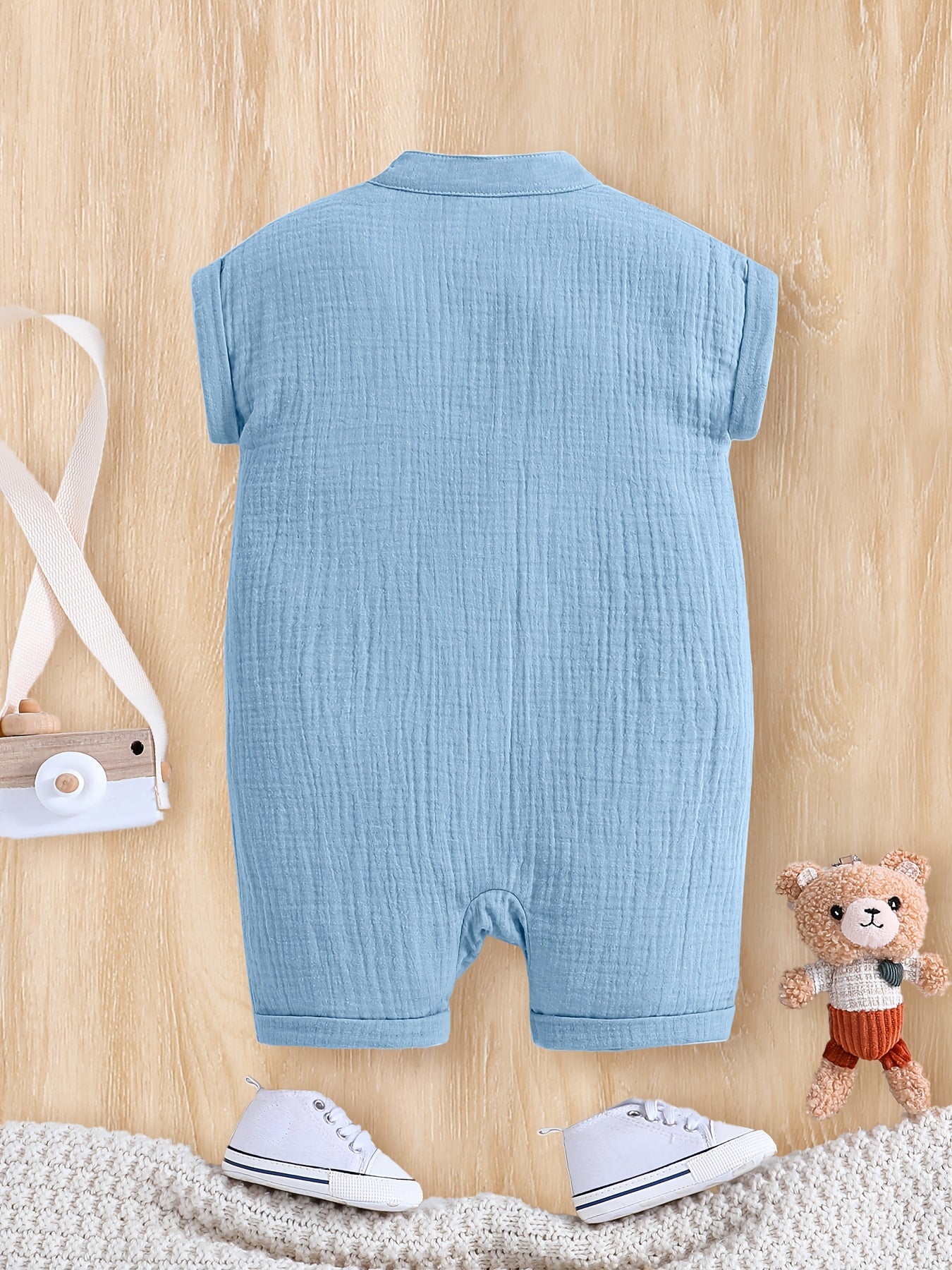 Baby Boys' Summer Cotton Onesie Romper in Bean Green
