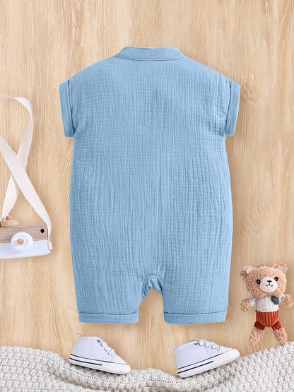 Baby Boys' Summer Cotton Onesie Romper in Bean Green