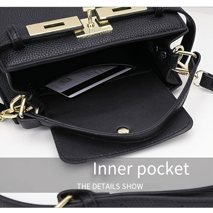 Women’s Solid Color PU Crossbody Bag with Adjustable Strap
