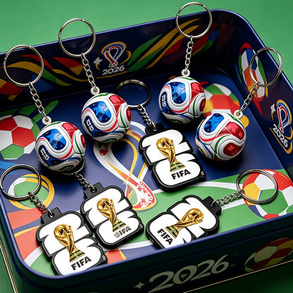 FIFA 2026 USA-Mexico-Canada Soccer Keychain Set - 6/8pcs Zinc Alloy