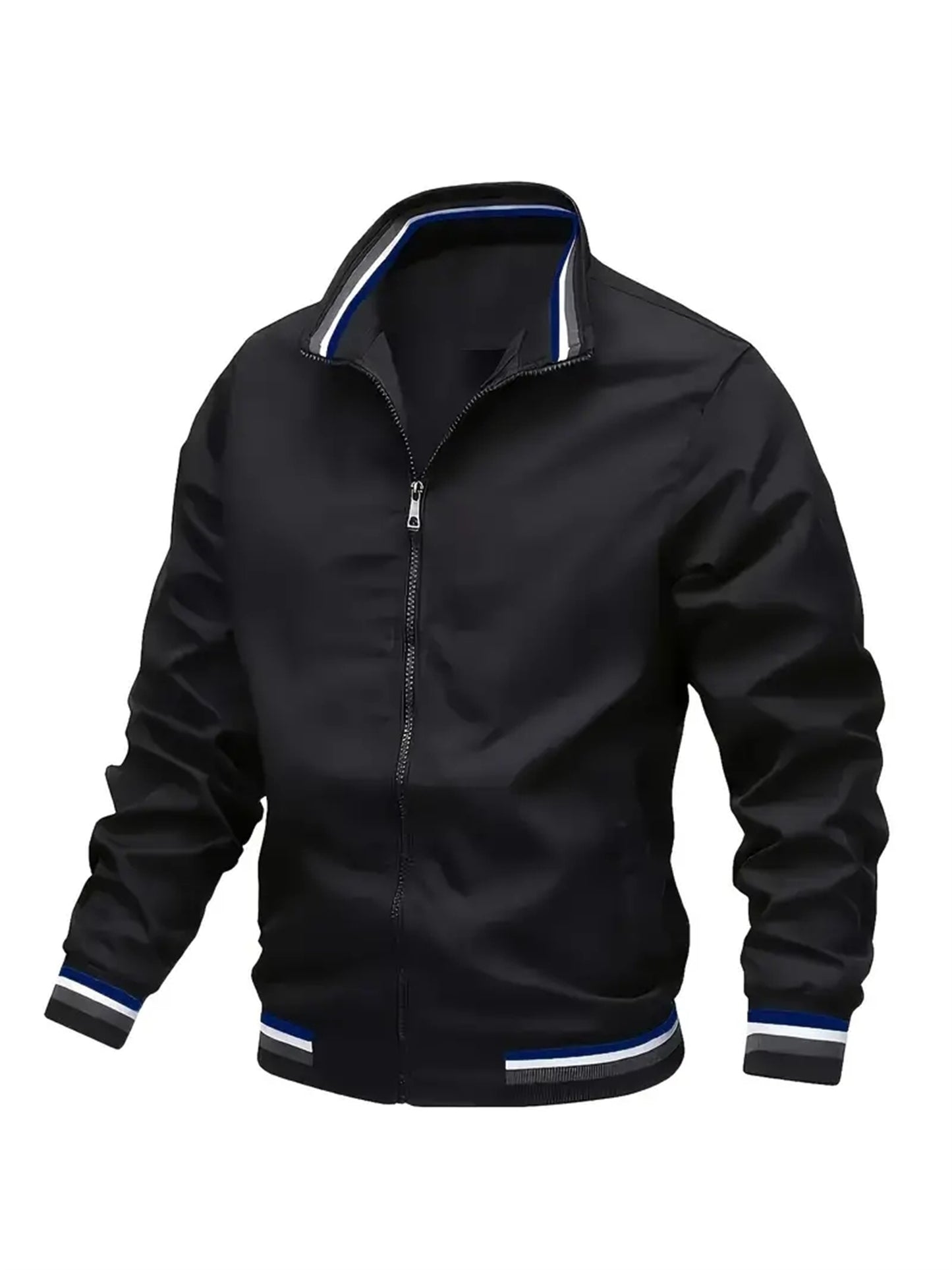 Men's Vintage-Inspired Hip Hop Baseball Jacket - Casual Sports Outerwear with Stand Collar, Zip-Up, Polyester - Perfect for Fall/Winter