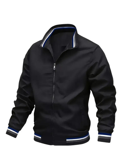 Men's Vintage-Inspired Hip Hop Baseball Jacket - Casual Sports Outerwear with Stand Collar, Zip-Up, Polyester - Perfect for Fall/Winter