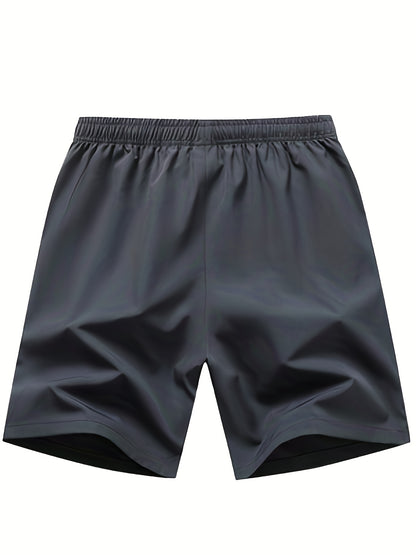 Men'S Ice Sliky Fiber Fabric Running Shorts - Breathable, Wrinkle-Resistant Athletic Shorts with Drawstring Waist & Zipper Pockets for Gym, Tennis, Skateboarding, Yoga, Gym Shorts, Yoga Apparel, Sporty Style, Antislip Constru