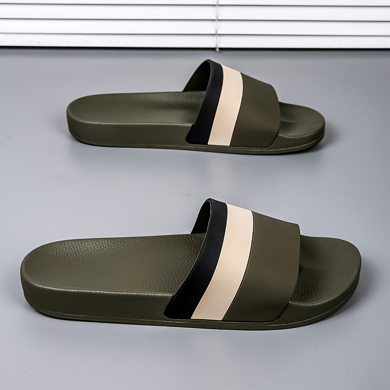 Unisex Striped Quick-Dry Anti-Slip Shower Slippers