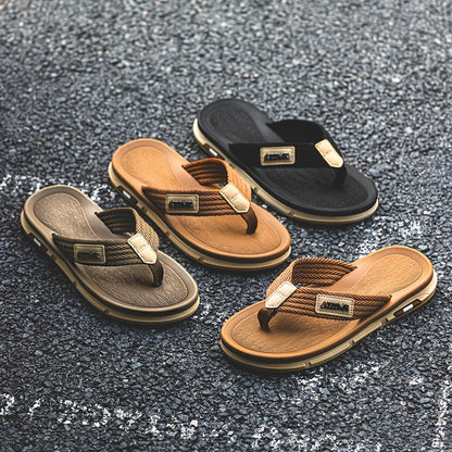 Men's Casual Slip-On Beach Sandals with Durable Rubber Sole