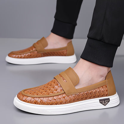 Men's Casual Slip-On Loafers in Microfiber Synthetic Leather
