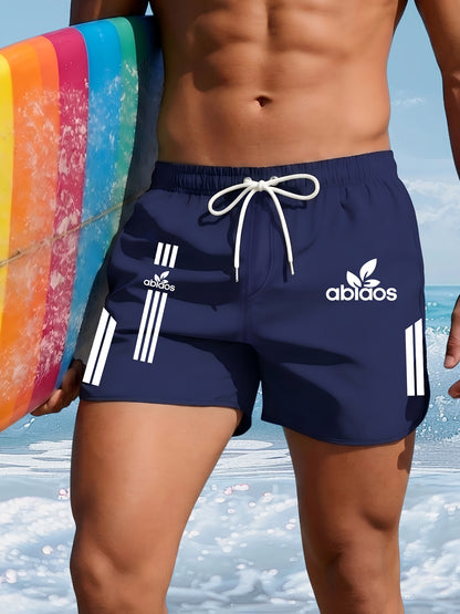 Men's Quick-Dry Summer Swim Shorts with Striped Design